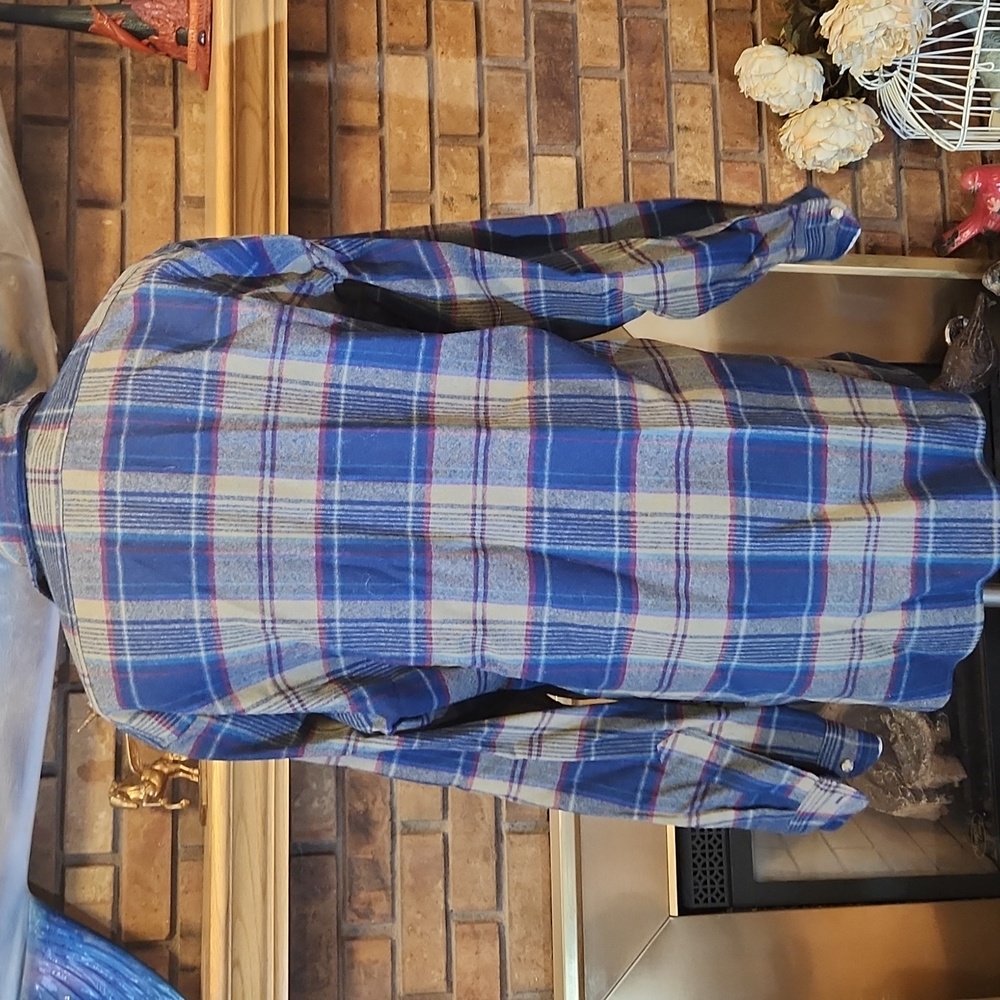 Pendleton Blue Beige Plaid Button Down Shirt Wool… - image 6